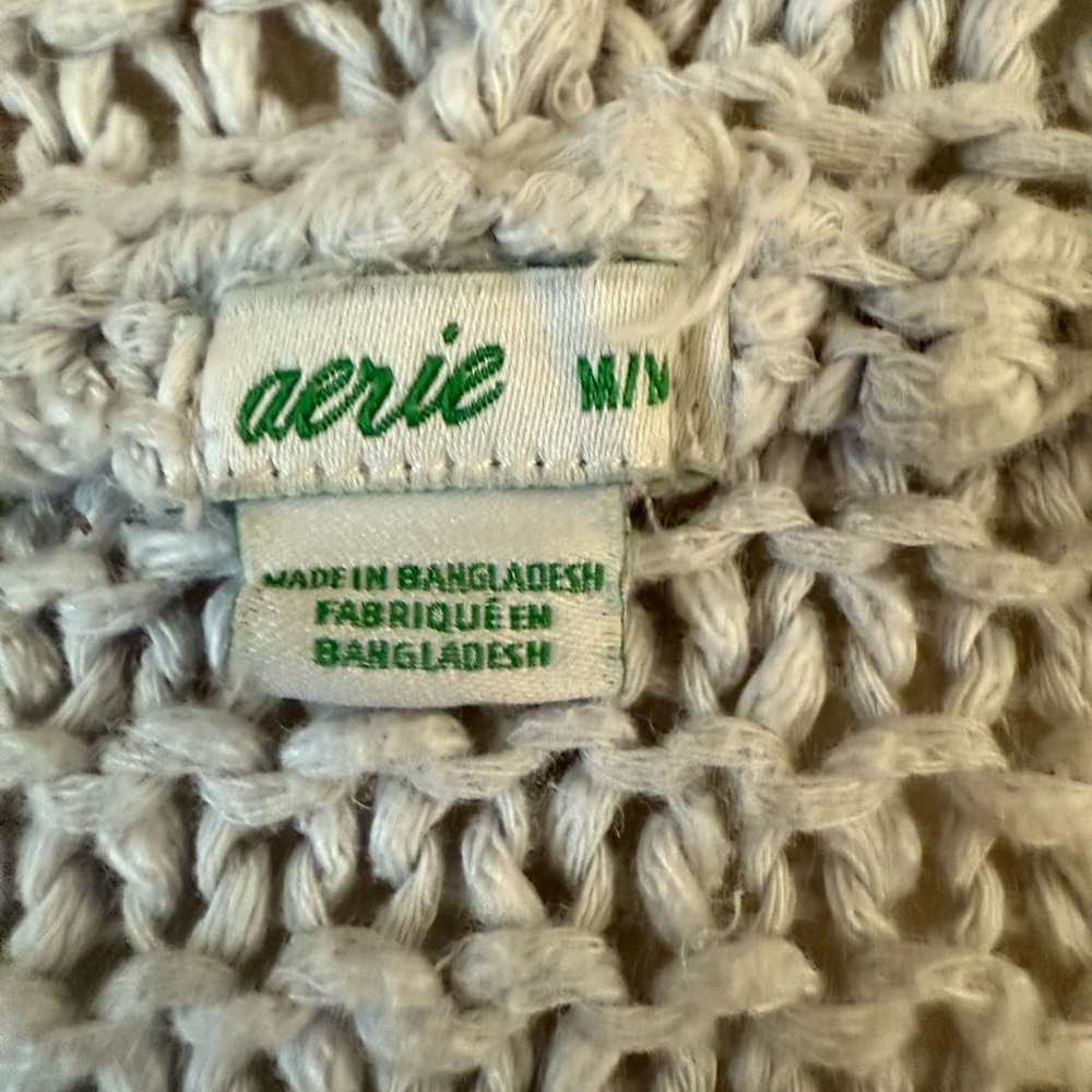 Aerie Women’s Light Gray Knit Hoodie Cardigan Sweater Size M Cotton Blend - Picture 6 of 8